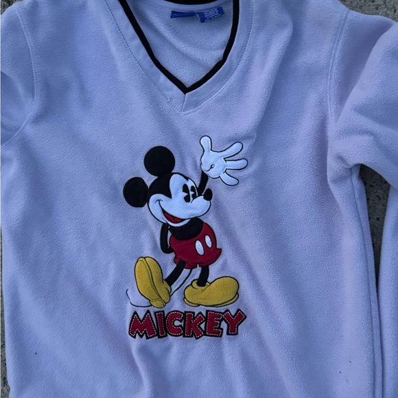 90s Womens Vintage Light Purple Disney Fleece V-Neck Pullover - Picture 5 of 9